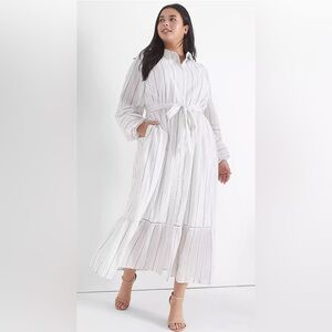 NWT Lane Bryant Blouson-Sleeve Striped Midi Shirt Dress Size 20 Long